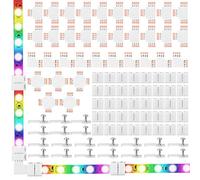 Sumind Set de 95 Conectores de Tira de Luz LED de 4 Pines Incluye Clips de Fijación de Tornillos, Conectores LED, Cortable T, L y Placa PCB en Forma de X para SMD 5050 RGB sin Soldadura Huecos