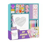 Suministros de arte completos para niñas, regalo de cumpleaños, incluye diarios, cinta decorativa, bolígrafo, marcapáginas, juego de diario para niñas