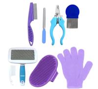 Suministros de aseo para hogar para animales pequeños, incluido cepillo de alfiler, guante de silicona, peines, cortadora, juego compacto que ayuda a alisar la capa, ordenar las garras, aseo de