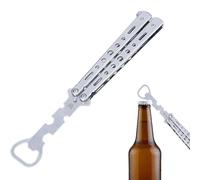 Suministros de barra de abridor de cerveza de metal, herramienta multifuncional mariposa | Abrebotellas plegables de acero inoxidable con enchufe seguro,Herramienta multifuncional portátil de cortador