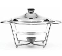 Suministros de catering, juego de buffet con plato for calentar alimentos, plato redondo de 2 cuartos con acabado de vidrio, con soporte for combustible y tapa for buffet, bodas, fiestas(Silver)