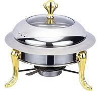 Suministros de catering, juego de buffet de acero inoxidable con tapa de cristal, calentadores y platos de buffet de, fiestas, banquetes y eventos de catering.(Gold,18 cm)
