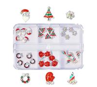 Suministros de diamantes de imitación de aleación de Navidad, serie navideña, decoración artística mixta para adornos de uñas