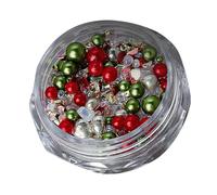 Suministros de diamantes de imitación para uñas de Navidad, accesorios de perlas redondas, diamantes de imitación para mujer, decoración de uñas, pequeños diamantes de imitación y perlas