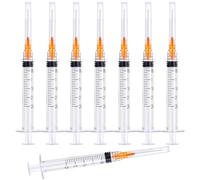 Suministros de laboratorio de calibre 25 de 1.0 pulgadas, jeringa Luer Lock desechable de 2 ml/cc (2.5 ml) para medir y dispensar, empaquetado individualmente, paquete de 50