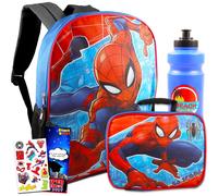 Suministros escolares de Spiderman para nios: paquete con mochila Spiderman y bolsa de almuerzo ms pegatinas botella de agua y ms (suministros esc