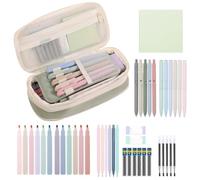 Suministros escolares estéticos, bolígrafos de gel negro, bloc de notas, escritura suave, bonitos suministros escolares con estuche para lápices, para estudiantes, profesores, mujeres, niñas