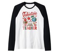 Suministros Escolares para Profesores de San Valentín Globe Books Apple Coffee Camiseta Manga Raglan