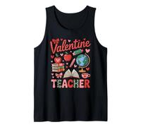 Suministros Escolares para Profesores de San Valentín Globe Books Apple Coffee Camiseta sin Mangas