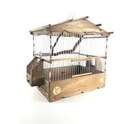 Suministros para Aves Artesanía pequeña Canaria Techo Vertical Jaula de Madera Parakeet Espacio Grande for Actividades de Aves Jaula de Aves Libre Adecuado for Interiores y Exteriores Parque Infantil