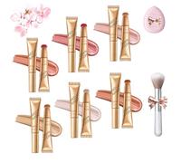 Summaryas - Dúo de varita de contorno y varita de rubor, rubor líquido para mujer, 2 en 1, varita de contorno líquido, maquillaje en barra con aplicador (resaltador toda la mezcla)