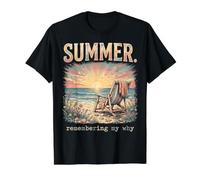 Summer At Beach Sunset Remembering My Why Camiseta gráfica económica, Hombre, Negro, M