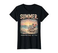 Summer At Beach Sunset Remembering My Why Camiseta gráfica económica, Mujer, Negro, S