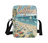 Summer Beach California Scene - Bolso bandolera para mujer, cruzado, con correa ajustable para el trabajo, viajes