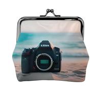 Summer Beach - Cartera de piel sintética de microfibra estampada con cierre de beso para organizar el cambio de llaves del lápiz labial