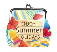 Summer Beach Elements Monedero Kiss Lock Cambiar Monedero Vintage Baratijas Bolsa, Multicolor 11, Talla única, Organizador de bolsas