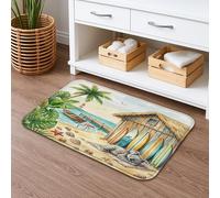Summer Beach Koala - Tapete de baño antideslizante de 16 x 24 pulgadas, diseño de cabaña costera tropical, estampado animal, franela de secado rápido, lavable, decoración de baño