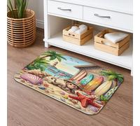 Summer Beach Monkey - Alfombra de baño antideslizante de 40,6 x 61 cm, diseño de cabaña costera tropical, estampado de animales, franela de secado rápido, lavable, decoración de baño