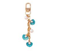 Summer Beach Shell Pearl Starfish Keychain For Women Men Car Key Handbag Purse Hanging Chains DIY Accessories para Llaves de casa y Mochilas(White)