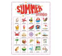 Summer Bingo Game: 38-Player Vacation & Beach Party Games for Road Trips, Summer Camp, and Screen-Free Travel Entertainment