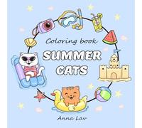 Summer Cats: big coloring pictures with cats in summer for children