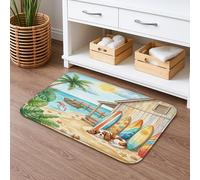Summer Cavalier King Charles Spaniel - Tapete de baño antideslizante de 20 x 32 pulgadas, diseño de cabaña costera, estampado divertido, franela de secado rápido, lavable, decoración de baño