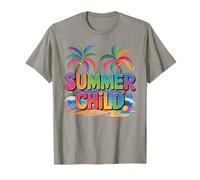 Summer Child Funny Vacation Colourful Beach with Palms Camiseta