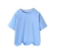 Summer Children's Short Sleeved Mercerised Cotton Boys and Girls In Small Children Round Neck Casual T Shirt Tops 3A Children's Clothing Camisa Niño Azul Claro, azul, 18-24 meses