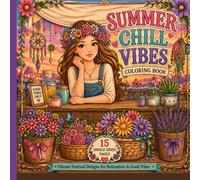 Summer Chill Vibes Coloring Book: 15 Single-Sided Boho Festival Coloring Pages for Adults and Teens Featuring Flowers, Peace Signs, Dreamcatchers, Music, Butterflies and Relaxing Summer Vibes