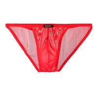 Summer Code Slips para Hombre Ropa Interior Calzoncillos Transparentes Slips de Malla Ropa Interior Transpirables y Cómodos, Rojo, M