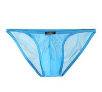Summer Code Slips para Hombre Ropa Interior Calzoncillos Transparentes Slips de Malla Ropa Interior Transpirables y Cómodos, Azul Cielo, L
