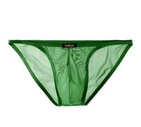 Summer Code Slips para Hombre Ropa Interior Calzoncillos Transparentes Slips de Malla Ropa Interior Transpirables y Cómodos, Verde, L