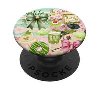 Summer Collage Coquette Pink Love Preppy Matcha Tea Green PopSockets PopGrip Adhesivo
