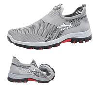 Summer Cooling Comfort Sneaker, Outdoor Breathable Walking Shoes Men's with Lightweight Slip-On for Daily Life, Sports (Gray,32 1/9)