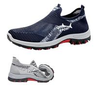 Summer Cooling Comfort Sneaker, Outdoor Breathable Walking Shoes Men's with Lightweight Slip-On for Daily Life, Sports (Blue,32 1/3)