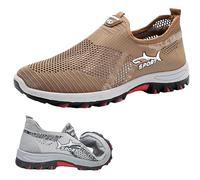 Summer Cooling Comfort Sneaker, Outdoor Breathable Walking Shoes Men's with Lightweight Slip-On for Daily Life, Sports (Brown,32 1/3)