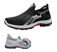 Summer Cooling Comfort Sneaker, Outdoor Breathable Walking Shoes Men's with Lightweight Slip-On for Daily Life, Sports (Black,33)