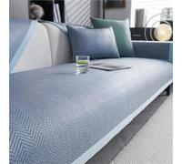 Summer Cooling Couch Cover,Non Slip Breathable Cooling Sofa Slipcovers, Universal Air Conditioning Mat For Living Room(Blue 1,80 * 280cm)