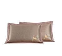 Summer Cooling Ice Silk Pillowcase Washable Vine Leaf Core Cover Single Person Household(One Ice Vine Deer (Washable))
