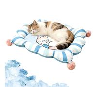 Summer Cooling Mat for Pets - Cat Pattern Ice Silk Gel Pad for Dogs Cats | Pressure Activated Self Cooling Seat Cushion | Foŕ Car Sofa Floor, Portable Foldable Cool Blanket Summer, Cat Design, Machine