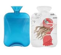 Summer Cute Girl - Botella de agua caliente con funda, bolsa de agua caliente de 2 litros para aliviar el dolor, cuello y hombros, manos, pies, compresa caliente y fría