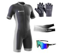 Summer Cycling Skinsuit Triatlón for Hombres,2024 Nuevo Pro Manga Corta Traje de Ciclismo, Racing Tri Suit de Acolchado de Gel, MTB Mono para Correr, Andar en Bicicleta, Nadar (TYP-6,XL)