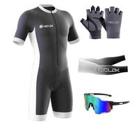 Summer Cycling Skinsuit Triatlón for Hombres,2024 Nuevo Pro Manga Corta Traje de Ciclismo, Racing Tri Suit de Acolchado de Gel, MTB Mono para Correr, Andar en Bicicleta, Nadar (TYP-4,L)