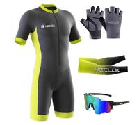 Summer Cycling Skinsuit Triatlón for Hombres,2024 Nuevo Pro Manga Corta Traje de Ciclismo, Racing Tri Suit de Acolchado de Gel, MTB Mono para Correr, Andar en Bicicleta, Nadar (TYP-1,M)