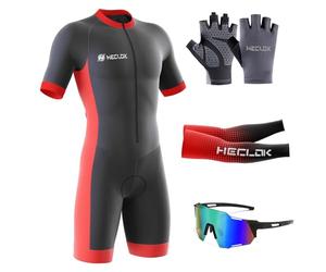 Summer Cycling Skinsuit Triatlón for Hombres,2024 Nuevo Pro Manga Corta Traje de Ciclismo, Racing Tri Suit de Acolchado de Gel, MTB Mono para Correr, Andar en Bicicleta, Nadar (TYP-3,XL)