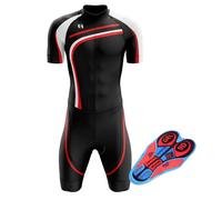 Summer Cycling Skinsuit Triatlón for Hombres,Pro Manga Corta Traje de Ciclismo,Almohadillas de Ciclismo de Alta Densidad para Competición,Mono para Correr,Andar en Bicicleta,Nadar (TYP-2,M)