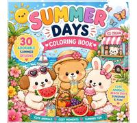 Summer Days Coloring Book: Cute & Cozy Kawaii Animals for Relaxing Fun: 30 Bold and Easy Summer Scenes Featuring Adorable Animals, Beach Adventures, ... Fun & More | Cute Coloring Book for Kids