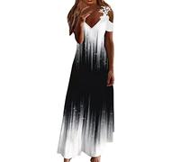 Summer Dress Beach Dress Beach Dress Women's Elegant Blouse Dress Mini Dress Adolescentes Festive Dresses Girls Festive A-line Casual Dress Floral Print Colourful Blouse Dress Dress, Negro , XL