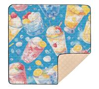 Summer Drink Cool Ice Blue - Tapete de juego plegable de espuma suave para el piso, cómodo y plegable, tapete de juego para bebés, bebés, bebés, niños pequeños, 50 x 50 pulgadas de actividades para