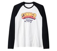 Summer Feeling Retro Sunset Vibe Gráfico | Fun Summertime Camiseta Manga Raglan